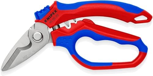 Image of KNIPEX Angled Electricians' Shears Mirror Polished with Multi-Component Grips, Glass Fibre Reinforced Plastic 180 mm, 95 05 20 SB