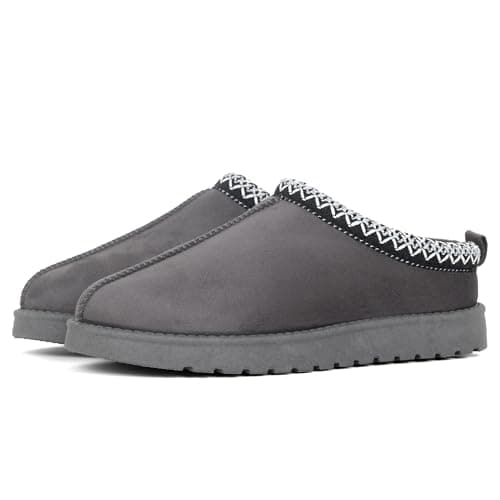 Image of Nexsus Plus Ladies Casual Indoor&Outdoor Faux Suede Fur Lined Flatform Mule Slippers (Dark Grey, UK Footwear Size System, Adult, Women, Numeric, Medium, 6)