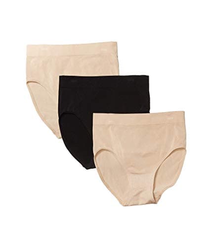 Image of Wacoal Women's B Smooth Brief Panty 3 Pack, Sand, Sand, Black, XL