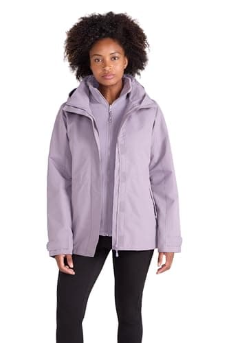Image of Mountain Warehouse Fell Womens 3 in 1 Jacket -Water Resistant Rain Jacket, Adjustable Hood Ladies Triclimate Coat, Packable Hood - Spring Summer, Walking Dusky Purple Women's Size 16