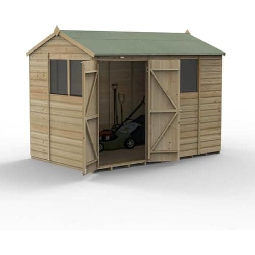 Image of Forest Garden Beckwood 10x6 Reverse Apex Shed | 4 Windows | Double Door|25 Year Anti-Rot Guarantee