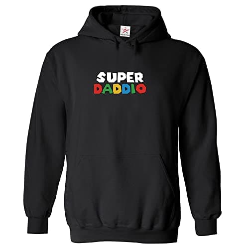 Image of Stars and Stripes Super Daddio Classic Mens Adults Pullover Hoodie For Fathers Day (S, Black)