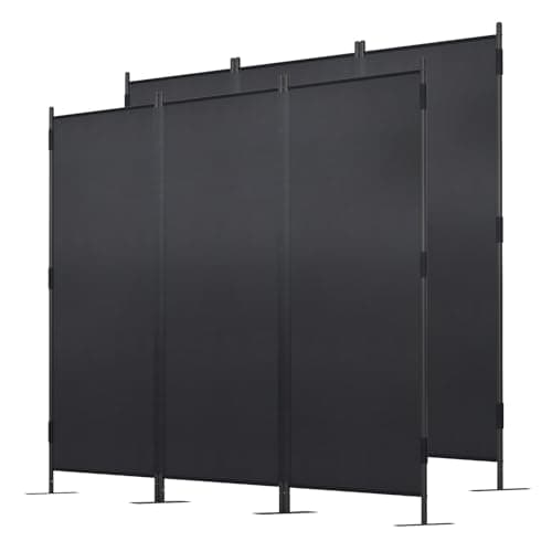 Image of 3 Panel Room Divider Set of 2, Foldable Freestanding Screens, 7 FT Folding Privacy Screen, Movable Paravent Partition Separator for Living Room, Bedroom, Office, Garden (223 x 184cm, Black)