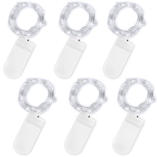Image of Jsdoin Fairy Lights, 6 Pack 2m 20 Led Battery Operated String Lights Copper Wire Light for Indoor Outdoor Lighting, Bedroom, Wedding Decor, Party, Christmas, Tree Decoration (Cool White)