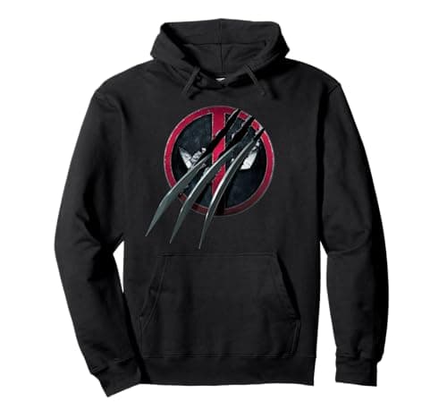 Image of Marvel Studios Deadpool & Wolverine Slashed Icon with Claws Pullover Hoodie