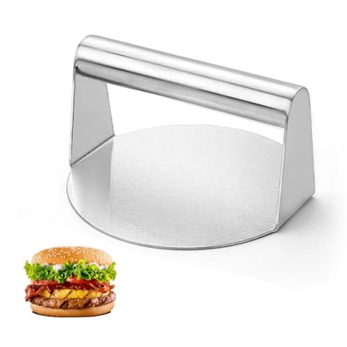 Image of Stainless Steel Burger Press,Smash Burger Press,5.51-Inch,Heavy-Duty,Round Hamburger Patty Maker Mold,Perfect for Flat Top Griddle Grill Cooking, Steak, Paninis, Flatbreads and Sandwiches
