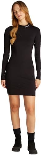 Image of Calvin Klein Women's Elastic Milano Logo Long Sleeve Dress, Black (Ck Black), XS