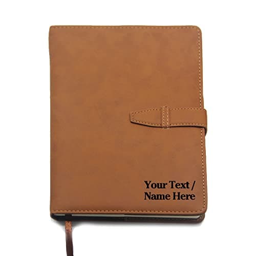 Image of EDSG Personalised Notebook A5 Journal for Men Leather Notebooks Diary Personalised Gifts for Women Men Teacher Friends Thank You Gift Graduation Christmas Employee Appreciation Gifts (Marron)