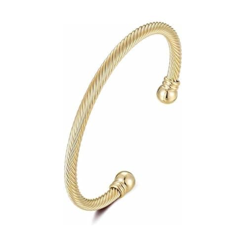 Image of THE BLING KING Gold Twisted Torque Bracelet – 20g, 4mm, 8-Inch Adjustable – PVD Gold Plated Bangle for Men & Women