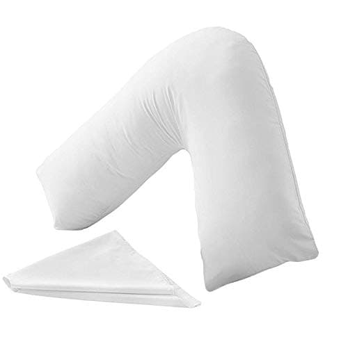 Image of CnA Stores Orthopaedic V-Shaped Pillow Extra Cushioning Support For Head, Neck & Back (White, V-pillow With Cover)