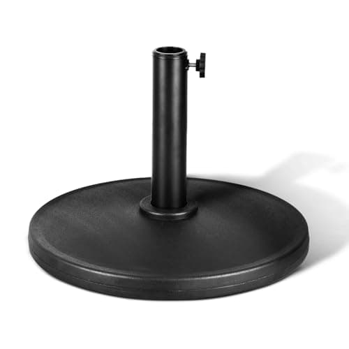 Image of KEPLIN 9kg Cast Iron Effect Parasol Base – Heavy Duty Metal Garden Patio Furniture Stand for Umbrella, Canopy, Gazebo, Awning etc. – Diameter 45mm (9 kg, Black (Plain))