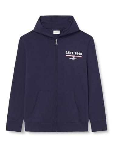 Image of GANT Graphic Full Zip Hoodie, Evening Blue, 3XL