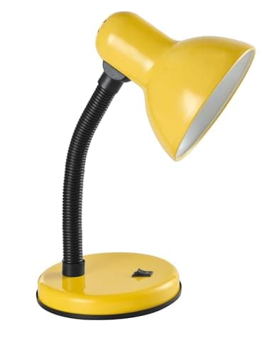 Image of Classic Desk Lamp with a Versatile Flexible Neck, and Integral On/Off Switch, Mains UK Plug, Height 31cm, Ideal for Offices, Desks, and Bedside Lamps – [Energy Class A] (Yellow)