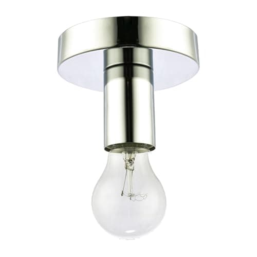 Image of Happy Homewares Polished Chrome Ceiling or Wall Light Fitting to Showcase Industrial Style Light Bulbs | 12cm x 8cm | 1 x 11w E27
