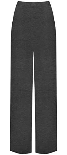 Image of WearAll Plus Size Womens Plain Palazzo Wide Leg Flared Ladies Trousers Pants - Dark Grey - 16-18