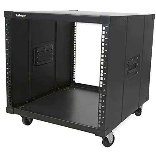 Image of StarTech.com 4-Post 9U Mobile Open Frame Server Rack, Network Rack with Wheels, 19" Rolling Rack for Home/Office Narrow Floor Spaces, Small Data Rack for Computer/AV/IT Equipment - TAA (RK960CP)