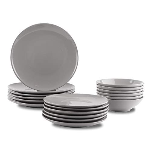 Image of Amazon Basics 18-Piece Stoneware Dinnerware Set - Smokey Grey, Service for 6