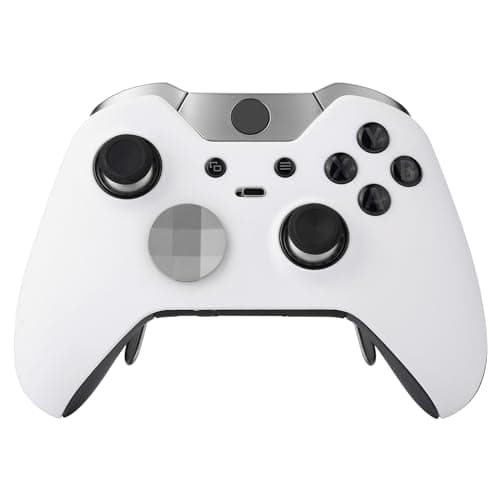 Image of eXtremeRate White Replacement Faceplate Front Housing Shell with Thumbstick Accent Rings for Xbox One Elite Remote Controller Model 1698 - Controller NOT Included