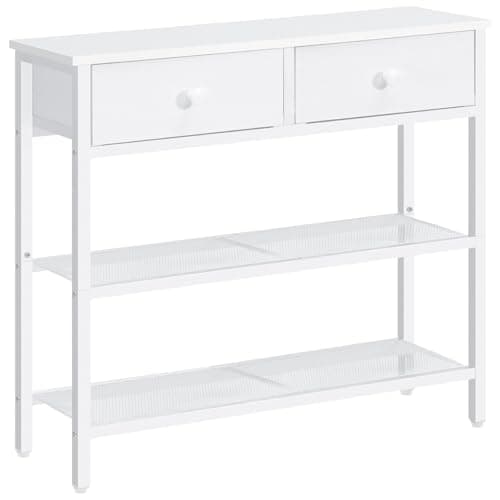 Image of HOOBRO Console Table, Slim Console Table with 2 Non-woven Drawers, Hallway Table with Storage, Slim Sofa Table for Small Spaces, Living Room, White EWW72XG01G1