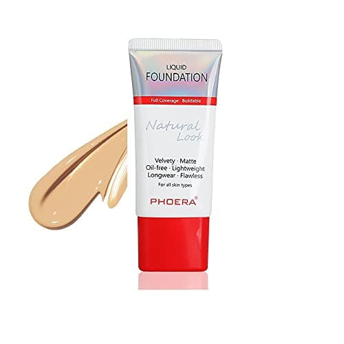 Image of AQUAPURITY PHOERA Full Coverage Foundation New Formula Waterproof Long Lasting Oil Free Velvet Matte Liquid Foundation for Oily Skin Flawless Makeup Base Cream Concealer (104A Natural Beige…)