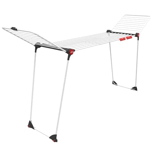 Image of Vileda Infinity Flex Plus Extendable Clothes Airer, Indoor Clothes Drying Rack with upto 30m Drying Space, With Two Additional Sock Hangers, Holds upto 3 Loads of Washing