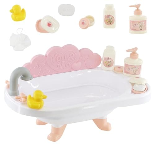 Image of BiBi Doll Bathtub for Dolls, Baby Doll Bath Set, Soap with Holder, Soap Dispenser, Bath Sponge, Duck & More Accessories Pretend Role Play Toy for Children 3 Years +