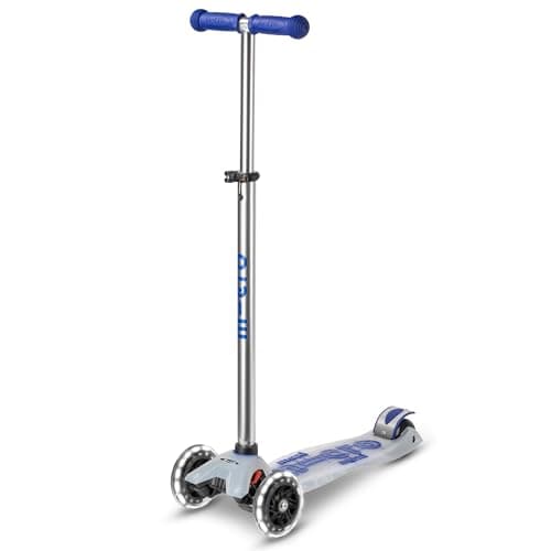 Image of Micro Scooters | Maxi Micro LED Deluxe Children's Scooter | Light Up Wheels | Handlebar Adjustable | 5-12yrs | Boys & Girls | Blue