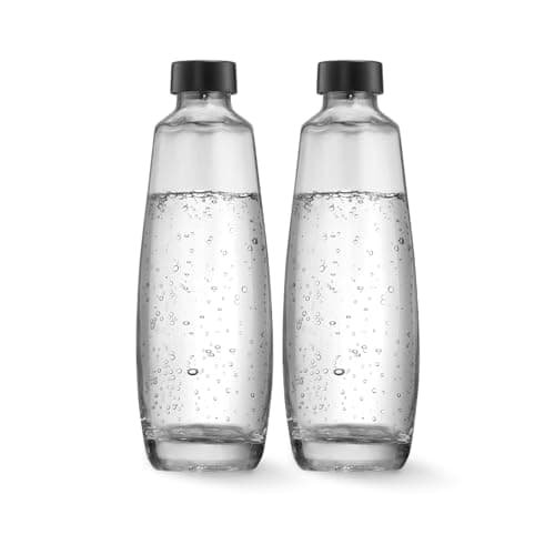 Image of SodaStream Bipack 1 litre glass bottles compatible with Duo 2x1l carbonator, black, 10x19.5x29
