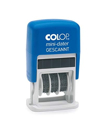 Image of COLOP S160 Mini Date Stamp with Scanned Text Blue/Red