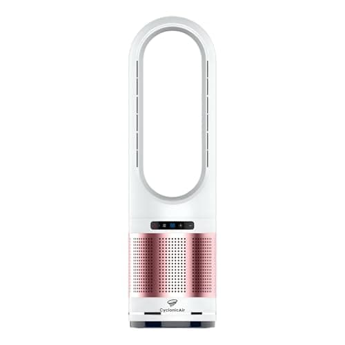Image of CyclonicAir Pro Pure Bladeless Tower Fan Heater & Cooler with H13 HEPA Filter, 3-in-1 Heating Cooling & Air Purifier, Quiet Oscillating Fan with Remote, 8 Speeds, Blush Pink