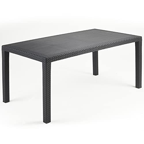 Image of Rectangle Garden Plastic Patio Dining Bench Whether Proof Table Indoor Outdoors (Anthracite)