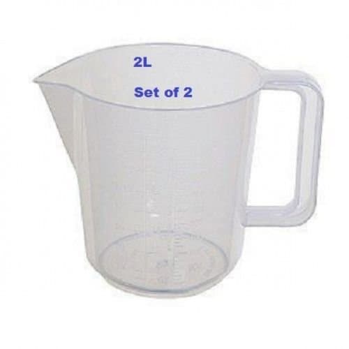 Image of Set of 2 Two (2) Pint Measuring JUG Plastic Kitchen Measure Mixing Clear Mug
