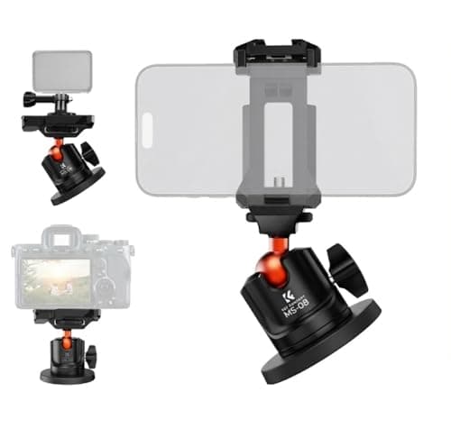 Image of K&F CONCEPT Magnetic Camera Mount for Action Camera Adapter, Magnetic Mount Base Stand with 360° Rotating Ball Head for GoPro Hero / Insta360 / DJI Action 5/ Osmo 360, with Phone Clip