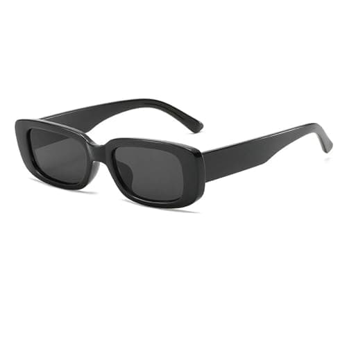 Image of Long Keeper Vintage Rectangle Sunglasses for Women Trendy Square Sunglasses Fashion Retro Glasses with UV400 Protection for Ladies Teen Girls Men (Black Grey)