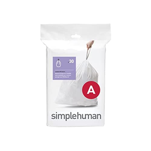 Image of simplehuman CW0160 code A Custom Fit Bin Liners, White Plastic (Pack of 30 Liners)