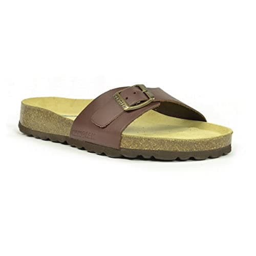 Image of Sanosan Malaga Women's Leather Dark Brown Sandals - Size 6 UK