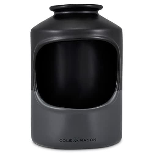 Image of Cole & Mason Strethall Black/Grey Salt Pig, Kitchen Organisation, Seasoning Storage Pot/Salt Cellar, Ceramic, (H) 163 mm x (D) 110 mm, Salt Not Included