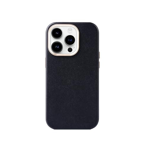 Image of Vegan Leather Case compatible with iPhone 15 Pro by Arth | Shockproof, Wireless Charging and Magsafe Compatible | Black and Gold