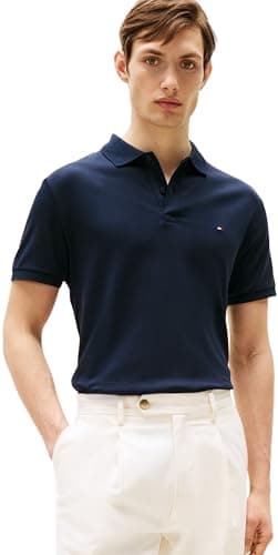 Image of Tommy Hilfiger Men's Liquid Cotton Essential REG Polo MW0MW35585 S/S Polo, Blue, L