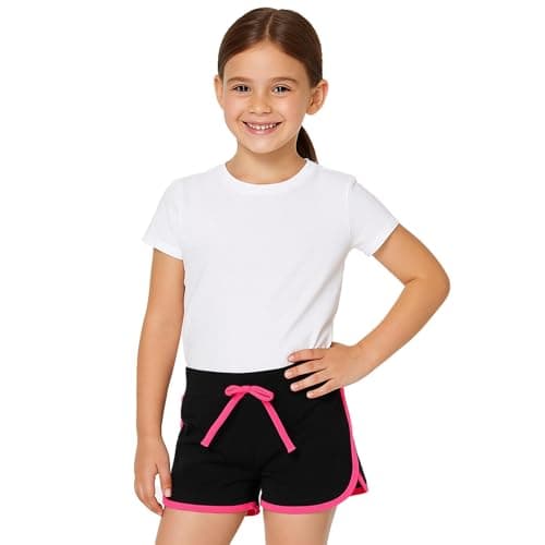 Image of A2Z 4 Kids Girls Shorts 100% Cotton Dance Sports Trendy Fashion Summer Hot Short - Girls Shorts 426 Black N Pink 5-6