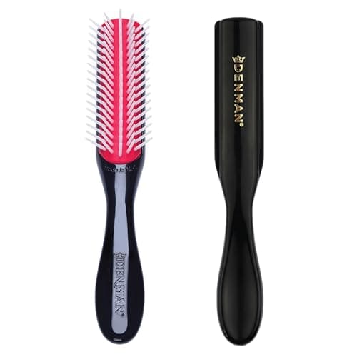 Image of Denman Curly Hairbrush D14 (Black) 5 Row Styling Brush for Detangling, Separating, Shaping and Defining Curls, Fringes & Bangs - For Women and Men