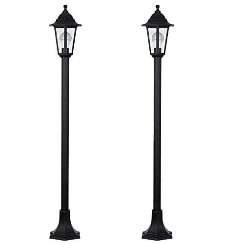 Image of MiniSun | Traditional Victorian Style 1.2m Black Lamp Post Lights | Post Lights, Home Décor & Improvement Essential | Set of 2 | Includes 10W LED GLS Bulbs [3000K Warm White] | Mains Wired