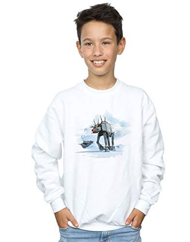 Image of Absolute Cult Star Wars Boys Christmas AT-AT Reindeer Sweatshirt White 9-11 Years