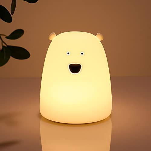 Image of Tremdwoto Kids Night Light, Cute Bear Night Lamp Battery Powered Night Light for Kids Room, Baby Nursery Toddler Squishy Light Birthday Gifts for Girls and Boys (Little Bear)