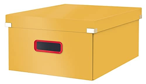 Image of Leitz Click & Store Large Storage Box, Foldable A3 File Box with Lid, Premium Strong Cardboard Container for Home/Office Filing, Cosy Range, Warm Yellow, 53490019