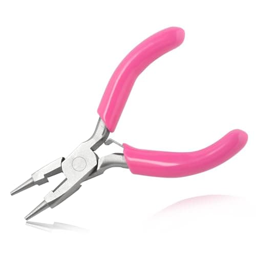 Image of LEONTOOL 3-Inch Mini Round Nose Pliers - Jewelry Making Tools with Cutter, Wire Looping, Bending Pliers