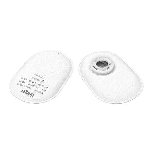 Image of Dräger X-plore Pure P3 Bayonet Filters, Replacement Particle Filters Suitable for Face Mask Respirators X-plore 3500, 5500, Protection Against Asbestos, Wood Dust, Metal Dust, 6 pcs.