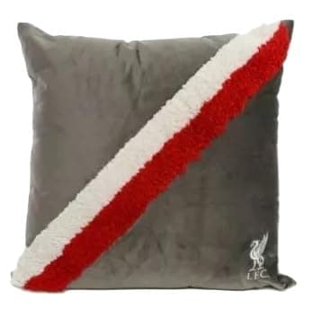 Image of Liverpool FC Retro Cushion, 55 cm x 55 cm, Grey Red White Stripes, Removable Cover