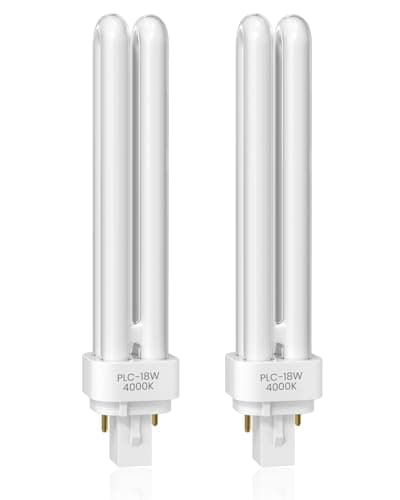 Image of Bonlux G24D-2 18W 2 Pin Light Bulbs, Compact Fluorescent Lamp 2U PLC 840 Energy Saving Bulbs, 4000K Neutral White 2 Pin Bathroom Light Bulbs, Non-Dimmable for Kitchen, Bedroom, Corridor, 2 Pack