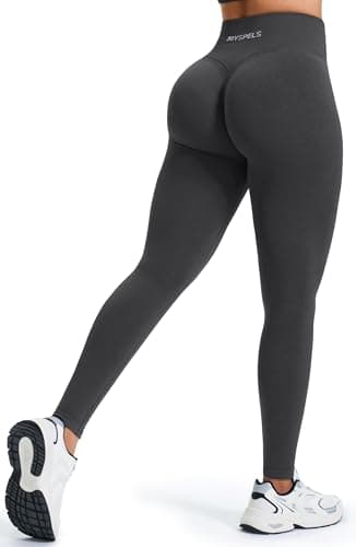 Image of JOYSPELS Seamless Gym Leggings for Women UK - Ruched Scrunch Bums Lifting Leggings Workout Running Activewear Sports Womens Yoga Pants Dark Shadow Grey S